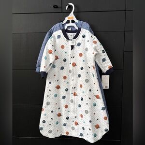 Hudson Baby Space-Themed Kids Pajamas Nightgown - White and Blue, set of 2